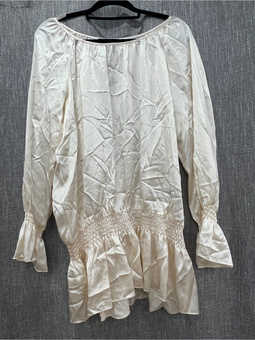 Josephine Chaus Cream Long-Sleeve Smocked Peasant Blouse